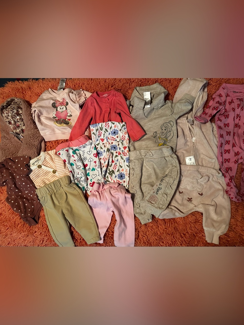 Girls Pink Cardigan & Leggings Set - Hearts & Floral Prints
